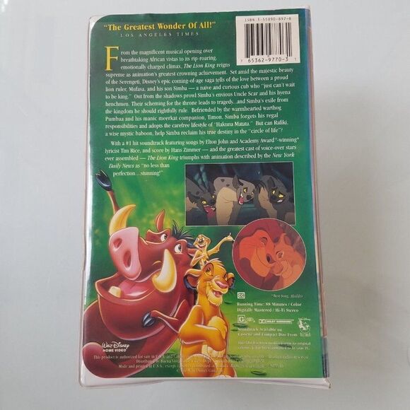 The Lion King VHS 1995 The Walt Disney Masterpiece Collection Clam Shell Box - Picture 4 of 10